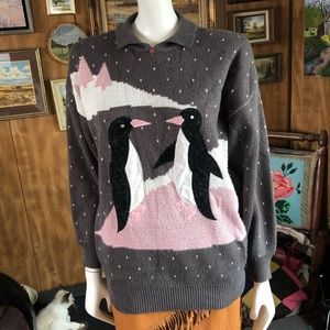 Vintage Adorable Penguins Sweater